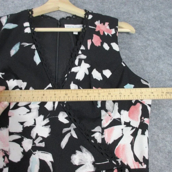 Dress The Population Women Floral Wrap Dress Asymmetrical Hem Black Size L - Picture 8 of 12